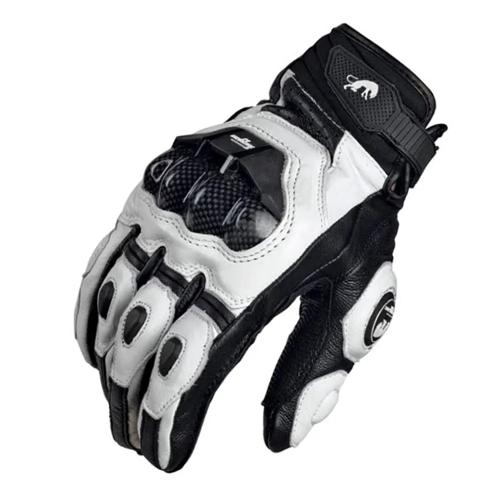 Motorcycle Gloves Black White Racing Genuine Leather Motorbike White Road Riding Team Glove Men Summer Winter Rider Gloves