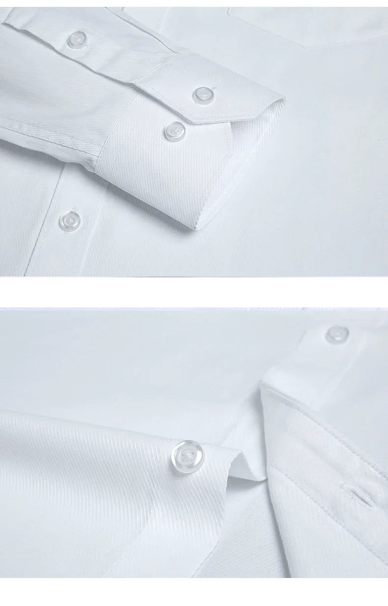 Men’s Long Sleeve Cotton Shirt Slim Fit Spring Autumn Casual Solid Color