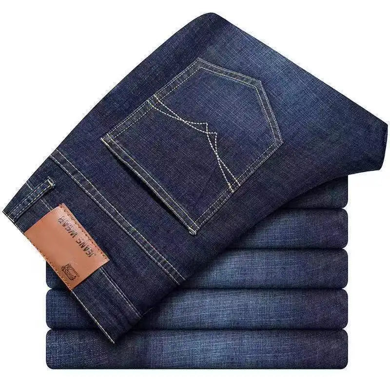 Mens Jeans Casual Straight Stretch Fashion Classic Blue Black Work Denim