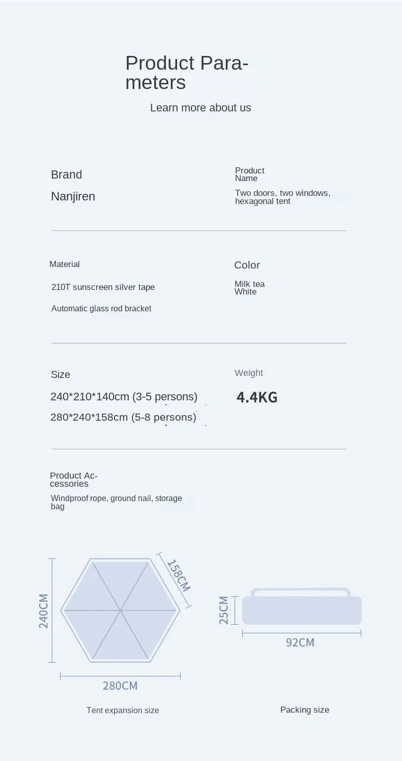 Outdoor Camping Fully Automatic Tent For Travel Beach Use 3 To 4 Person Party Tent