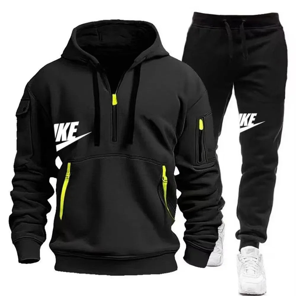 2026 New men's autumn and winter suit zipper hoodie + trousers suit casual men's sportswear