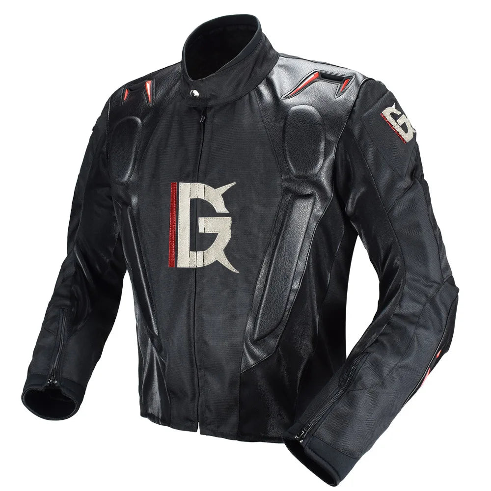 Motorcycle Jacket Leather Oxford Winter Jacket for Men and Women with 7 Protective Pads