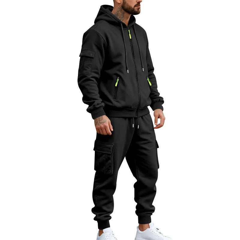 Men’s Winter Heavy Fleece Zip-Up Hoodie – Warm Casual Sportswear