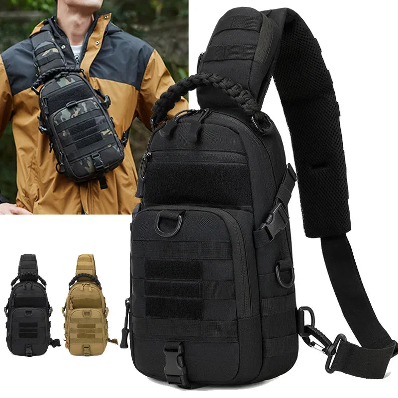 Men’s Tactical Outdoor Chest Sling Bag for Hiking Camping Cycling Fishing with MOLLE System