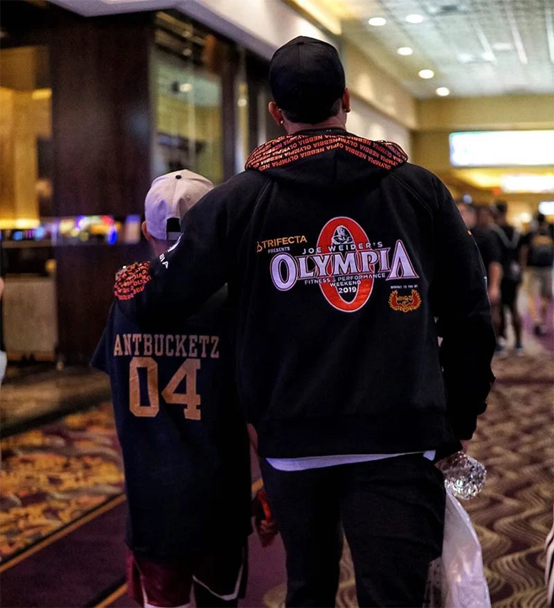 2026 New OLYMPIA Men Gyms Hoodies Gyms Fitness Bodybuilding Sweatshirt Pullover Sportswear Male Workout Hooded Jacket Clothing