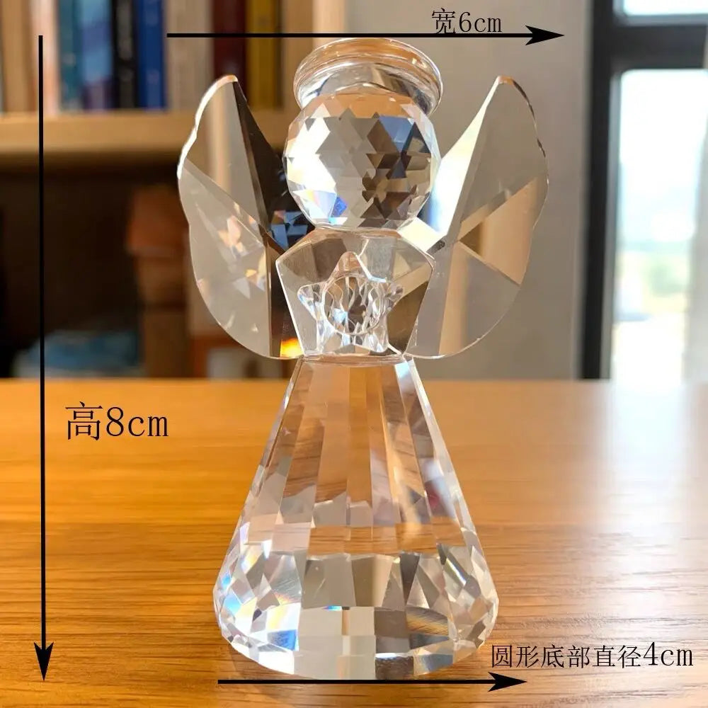 Clear Crystal Angel Figurines Glass Angel  Home Decor Christmas Birthday Gifts