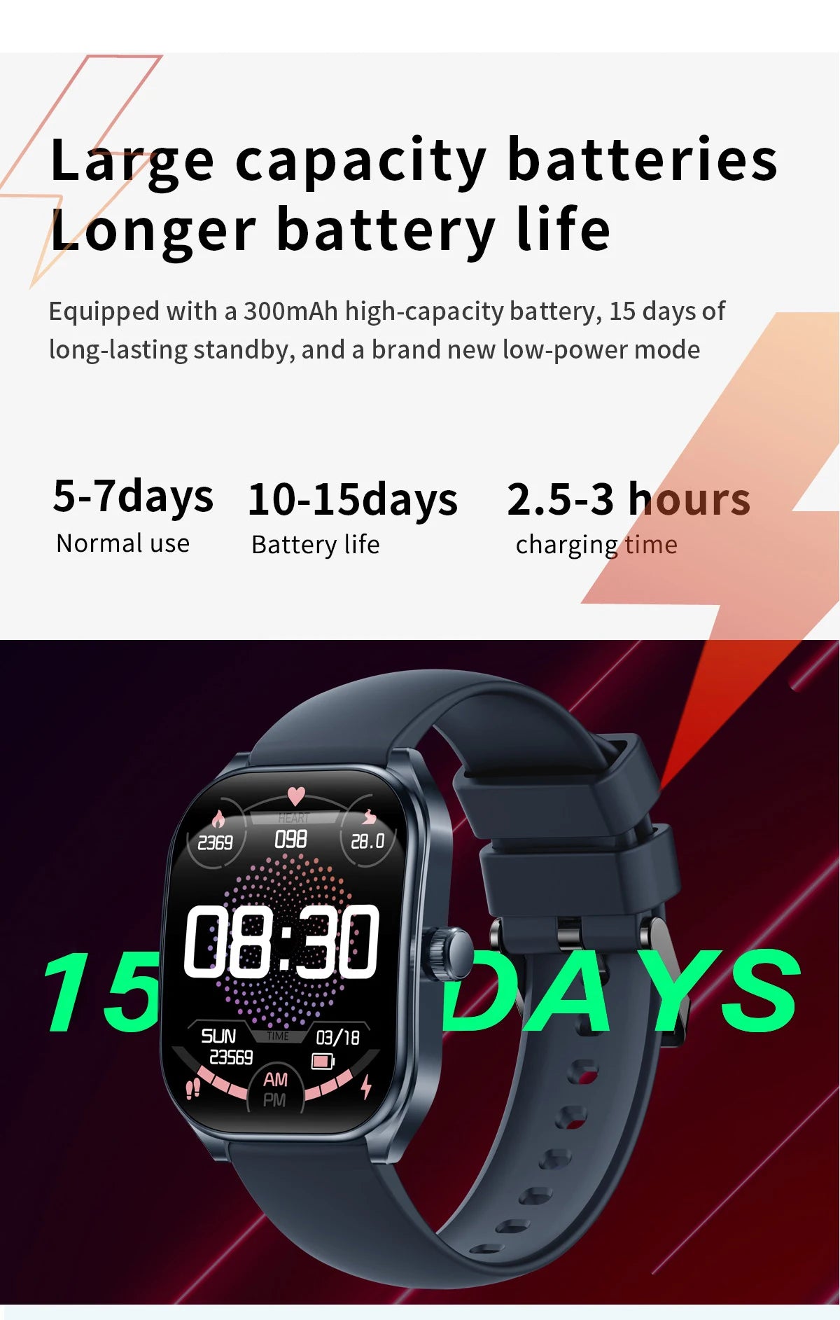 Smart Watch for Men – 2.01'' AMOLED Curved Screen, IP68 Waterproof, Bluetooth 5.3 Call, AI Voice Assistant Fitness Smartwatch