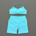 Women’s Seamless Workout Set - High Waist Scrunch Shorts & Crop Bra - 2PC Gym Suit