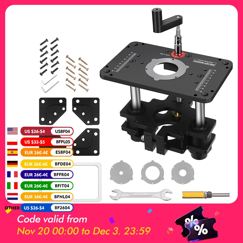 GD7 PRO Router Lift for 65mm 69mm Wood Router Table Set Up Lift with Plate Precision Woodworking Tool by ENJOYWOOD - trendingshoping.com