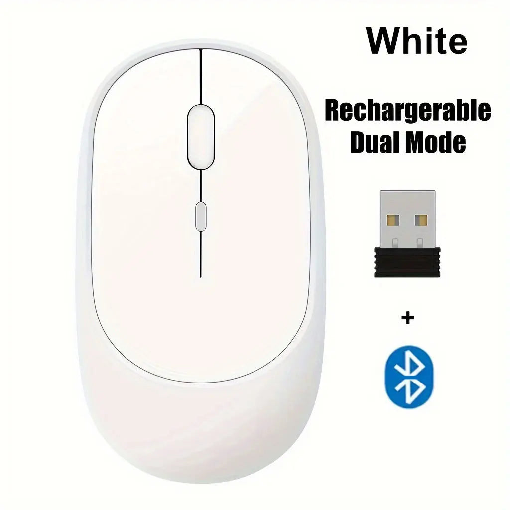 2.4G USB Wireless Mouse Rechargeable Dual Mode Bluetooth Mouse for Laptop Tablet PC MacBook