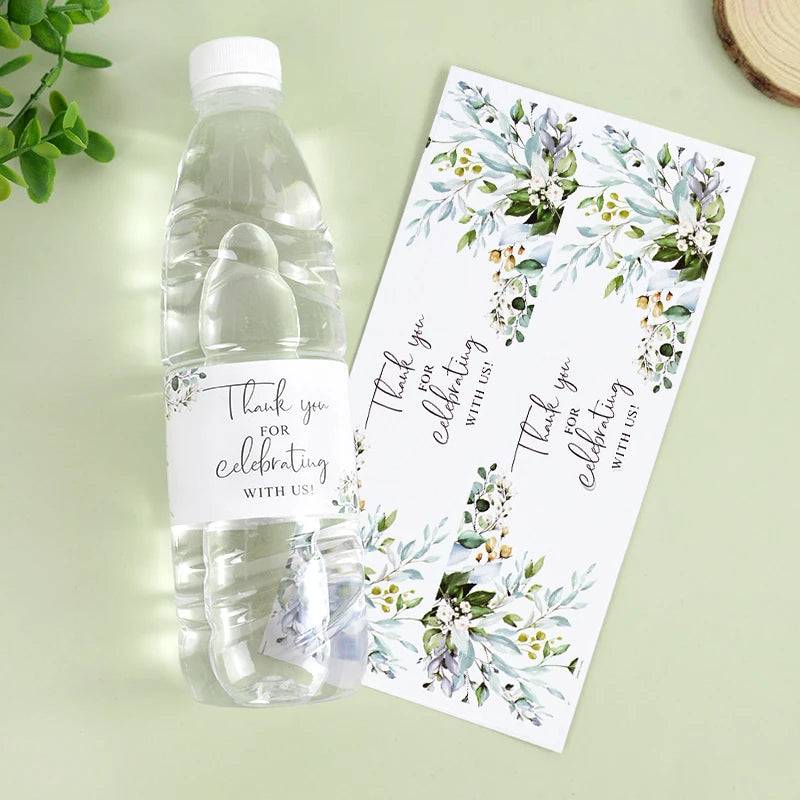 30Pcs Thank You for Celebrating with Us Labels Water Bottle Stickers for Wedding Bridal Shower Decoration Jungle Birthday Party