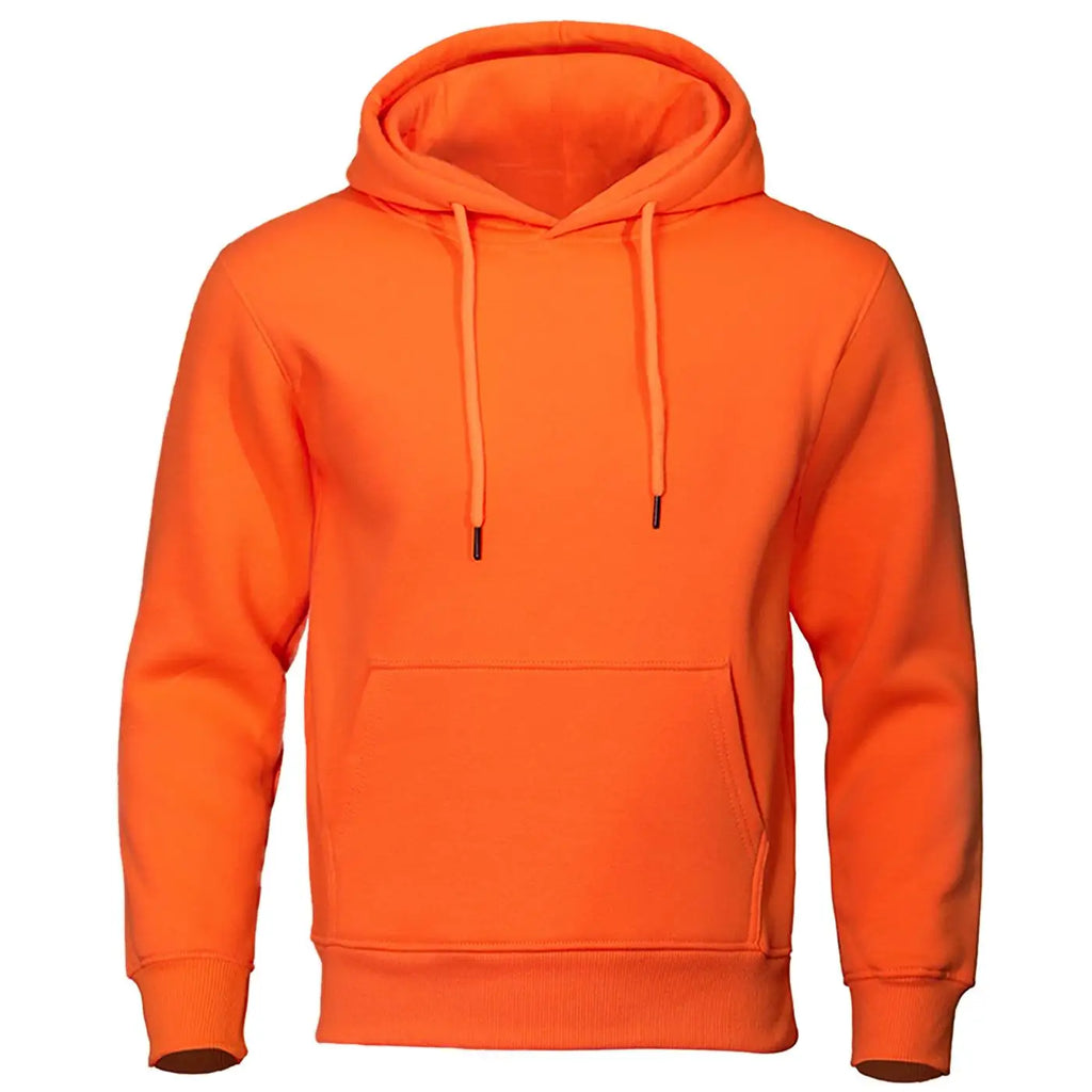 Men's Solid Oversized Fleece Hoodie – Warm Casual Hooded Sweatshirt with Pocket – Autumn/Winter Comfort Fashion Top
