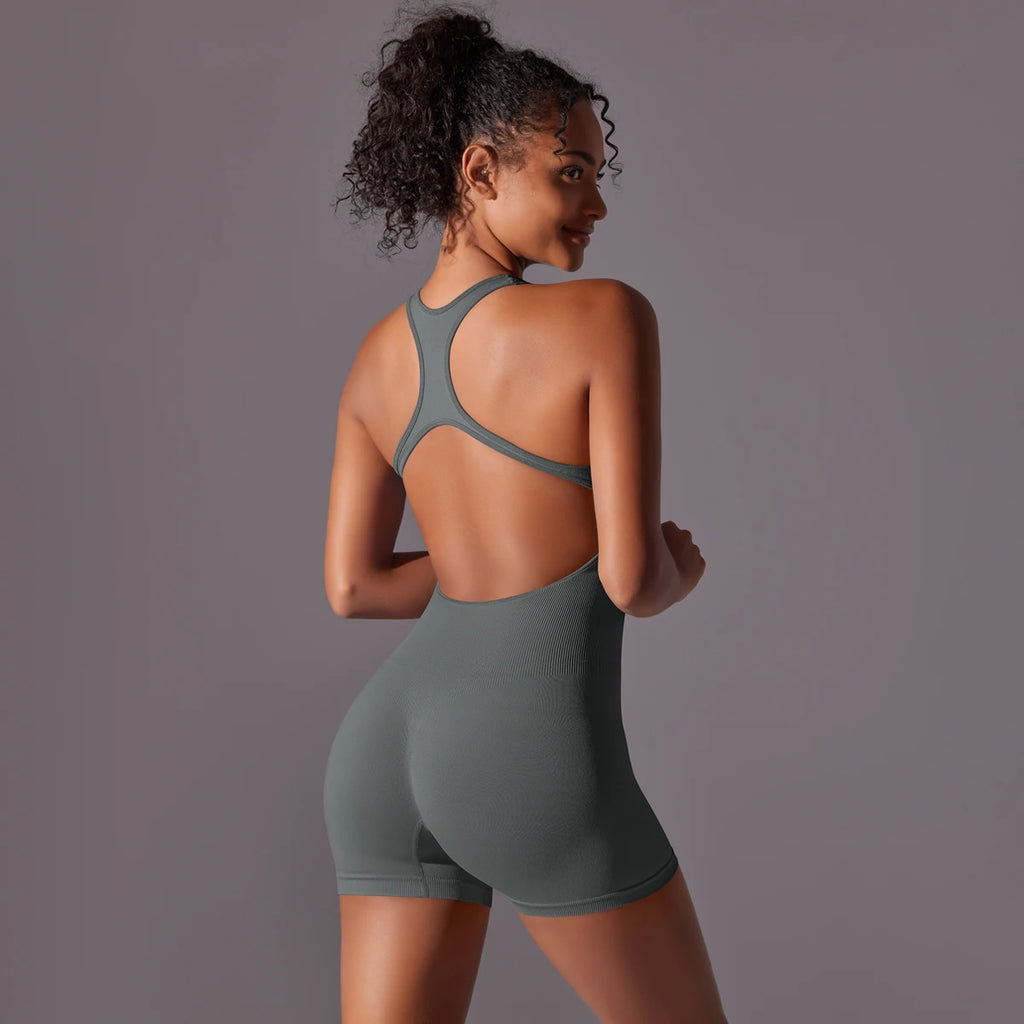 Sexy Back Jumpsuit Gym Set Women Training Yoga Suit Sportswear Women Sports Jumpsuit Fitness Rompers Stretch Workout Bodysuits