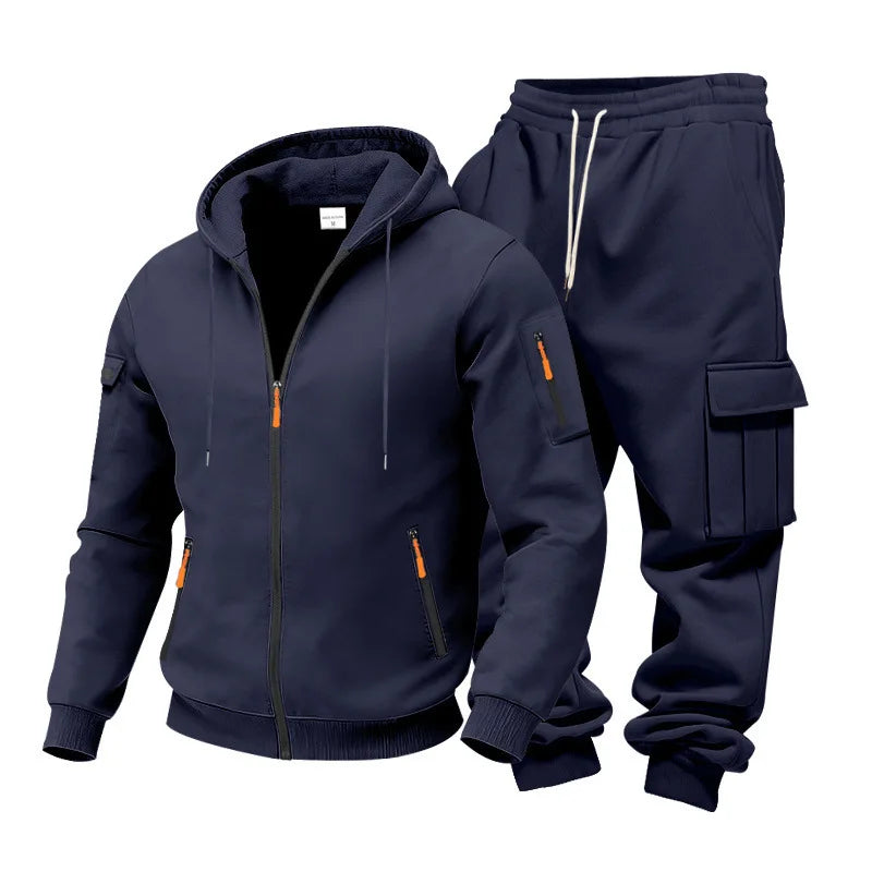 Men’s Winter Heavy Fleece Zip-Up Hoodie – Warm Casual Sportswear