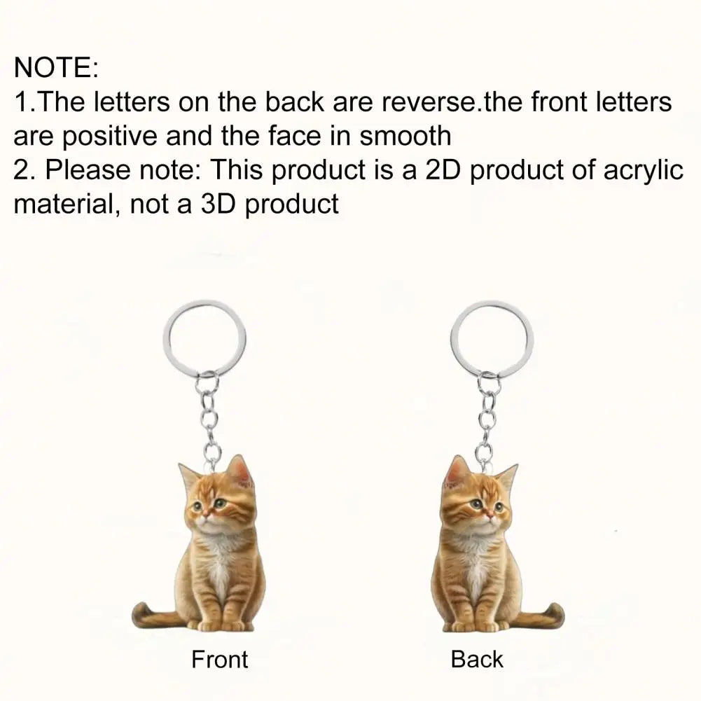 Cat Accessory for Car Keychain Double Acrylic Pet Hanging Decoration Mirror Wind