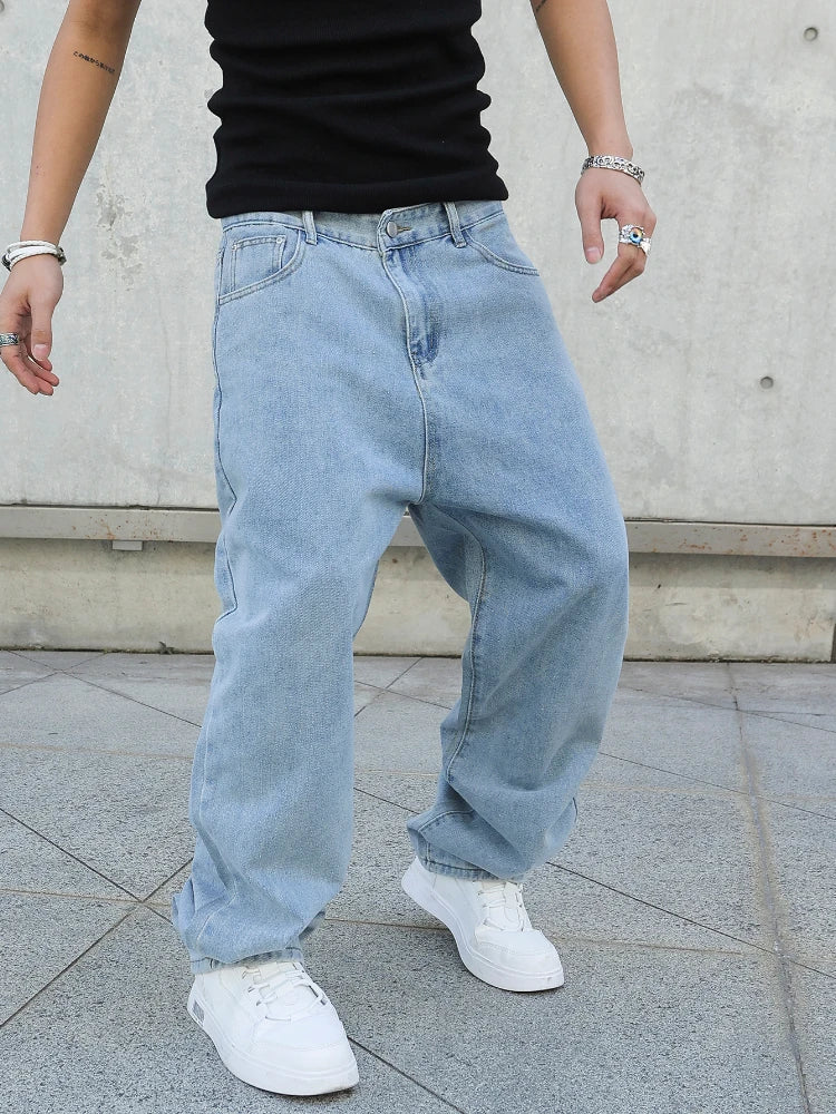 Men's Baggy Wide-Leg Jeans - Y2K Streetwear Oversized Loose Fit Denim