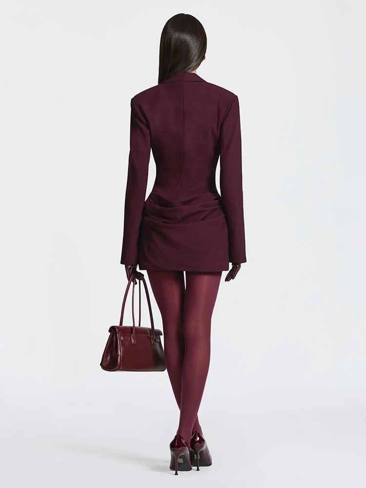 Nibber Women's Sexy V-Neck Mini Dress Long Sleeve Ruched Hidden Button Fashion