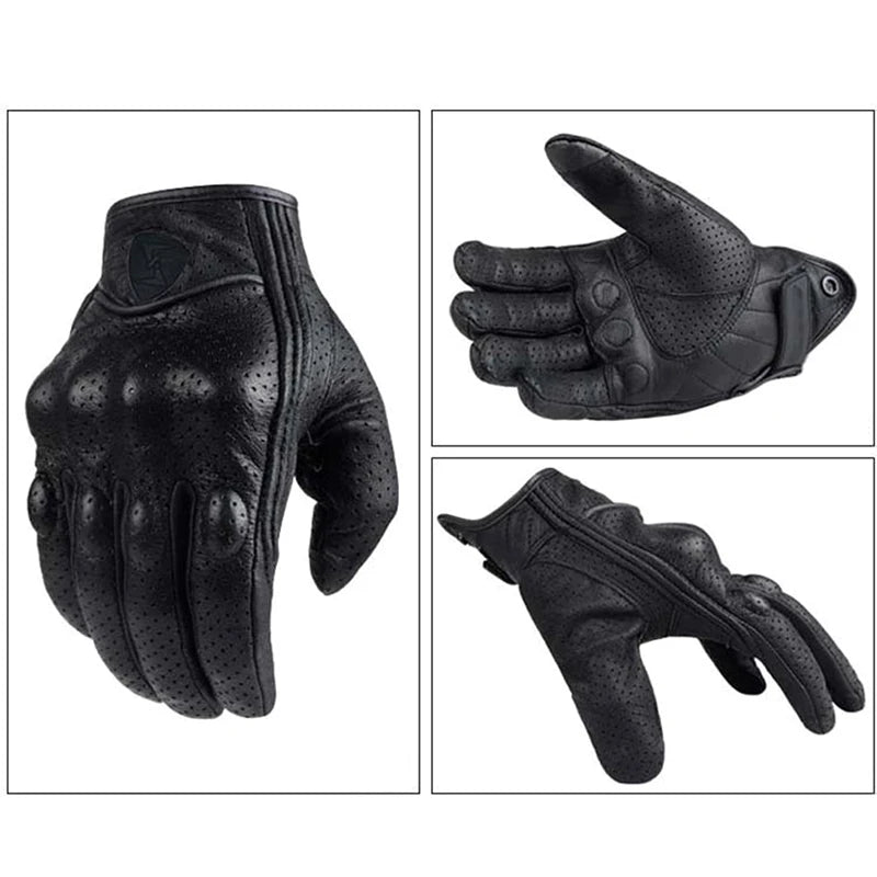 Motorcycle Gloves black Racing Genuine Leather Motorbike white Road Racing Team Glove men summer winter