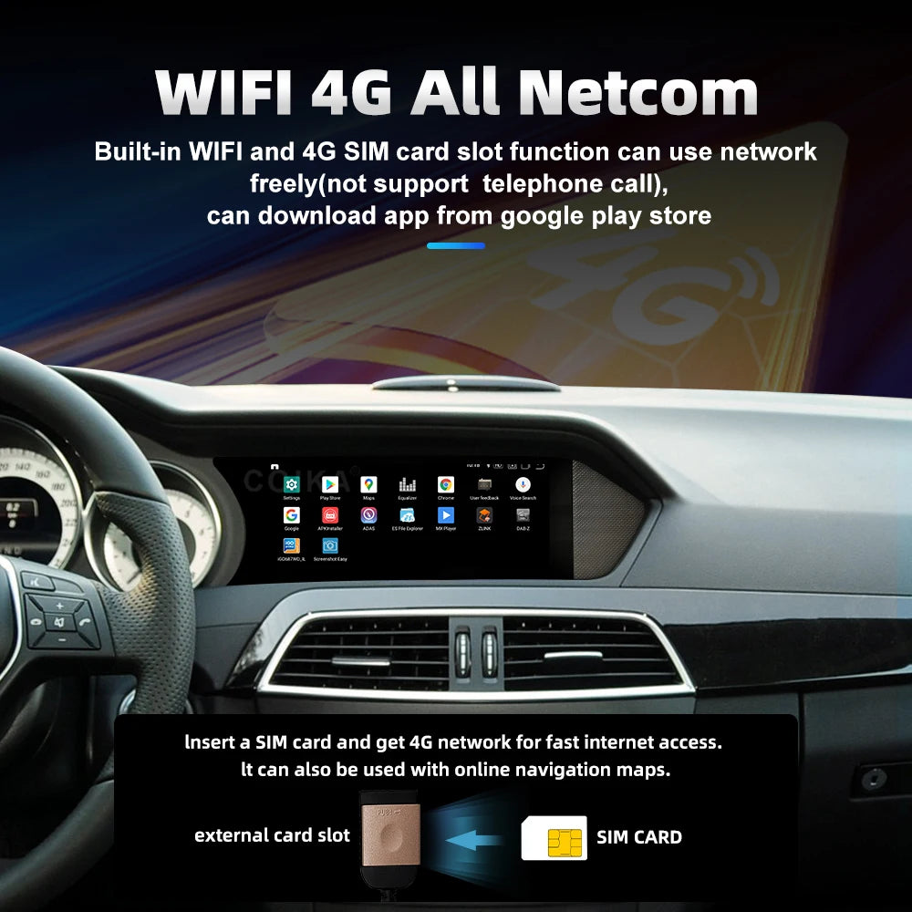 8.8" Display Touch Screen Android Radio Car Head Unit For Mercedes C Class W204 2011-2014 BT WIFI GPS Navi Wireless Carplay Auto - trendingshoping.com