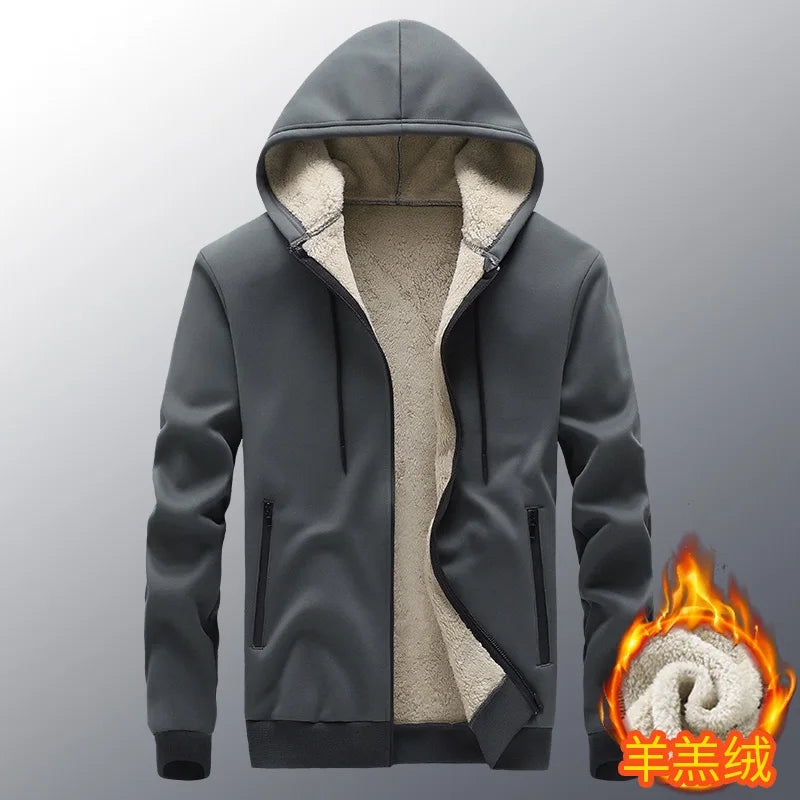 Mens Winter Tech Fleece Tracksuit Set Warm Hooded Sweatshirt and Pants Two Piece