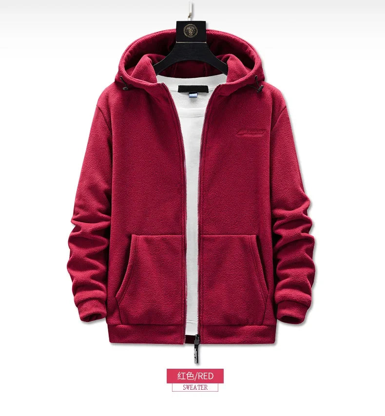 Men’s Heavyweight Fleece Hoodie Thick Lined Full Zip Outdoor Warm Jacket for Winter Unisex