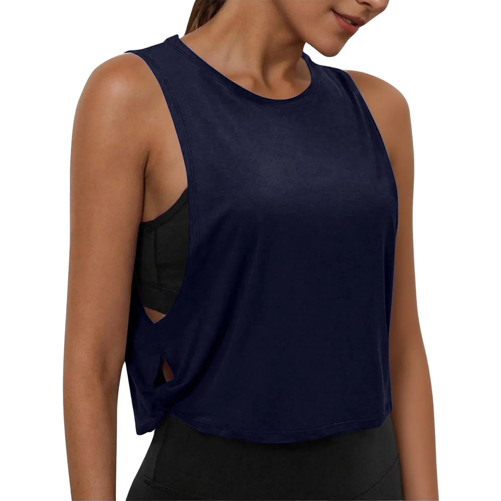 Women’s Sleeveless Yoga Top Breathable Workout Tank Crop Top Athletic Running Vest