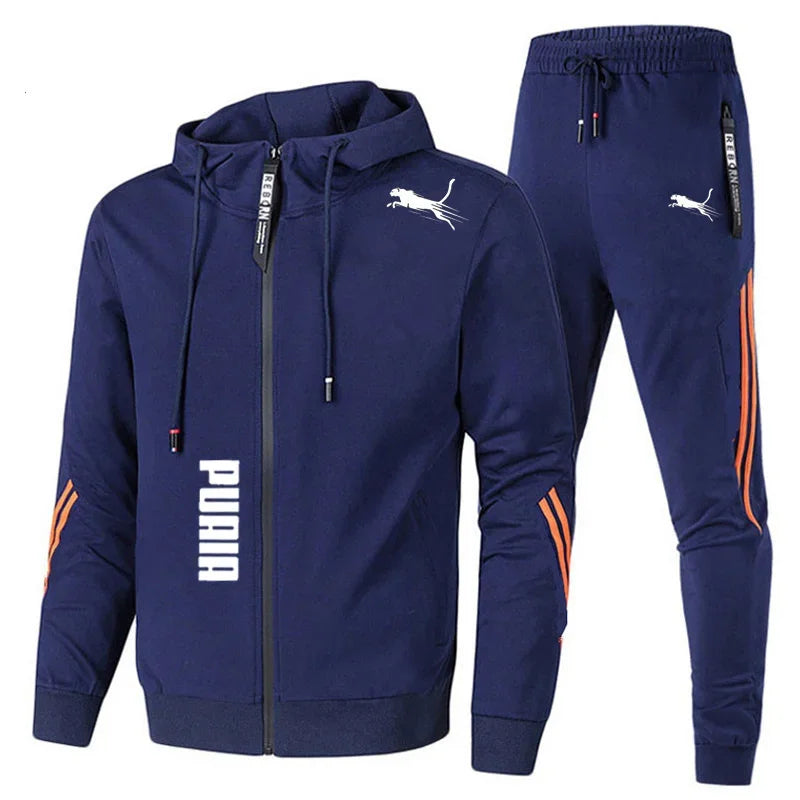Men's Spring Autumn Tracksuit – 2-Piece Hoodie & Joggers Set, Fitness Running Sportswear, Casual Clothing