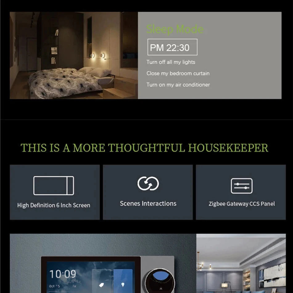 Tuya Smart Home Control Panel 6 Inch Touch Screen In Wall Central Control For Intelligent Devices Scene