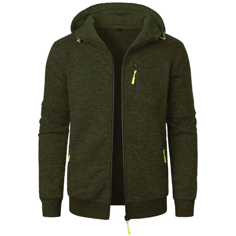 Men Long Sleeve Hooded Zipper Sweatshirt Oversized Winter Coat