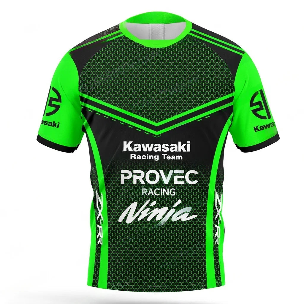 Kawasaki Men’s Quick-Dry Short Sleeve Motorcycle Sports T-Shirt Outdoor Riding Top