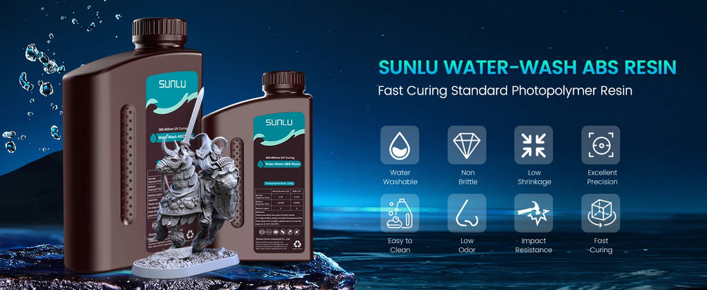 SUNLU ABS-Like 3D Printer Resin – 405nm Rapid UV-Curing, Water Washable, 1000g Bottle