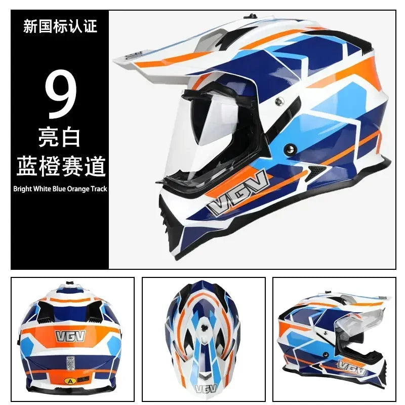 Motocycle Helmet MTB ATV Motocross Cascos Carbon Fiber Pattern Off-Road helmet Dual Lens Capacete Casco moto DOT Certification