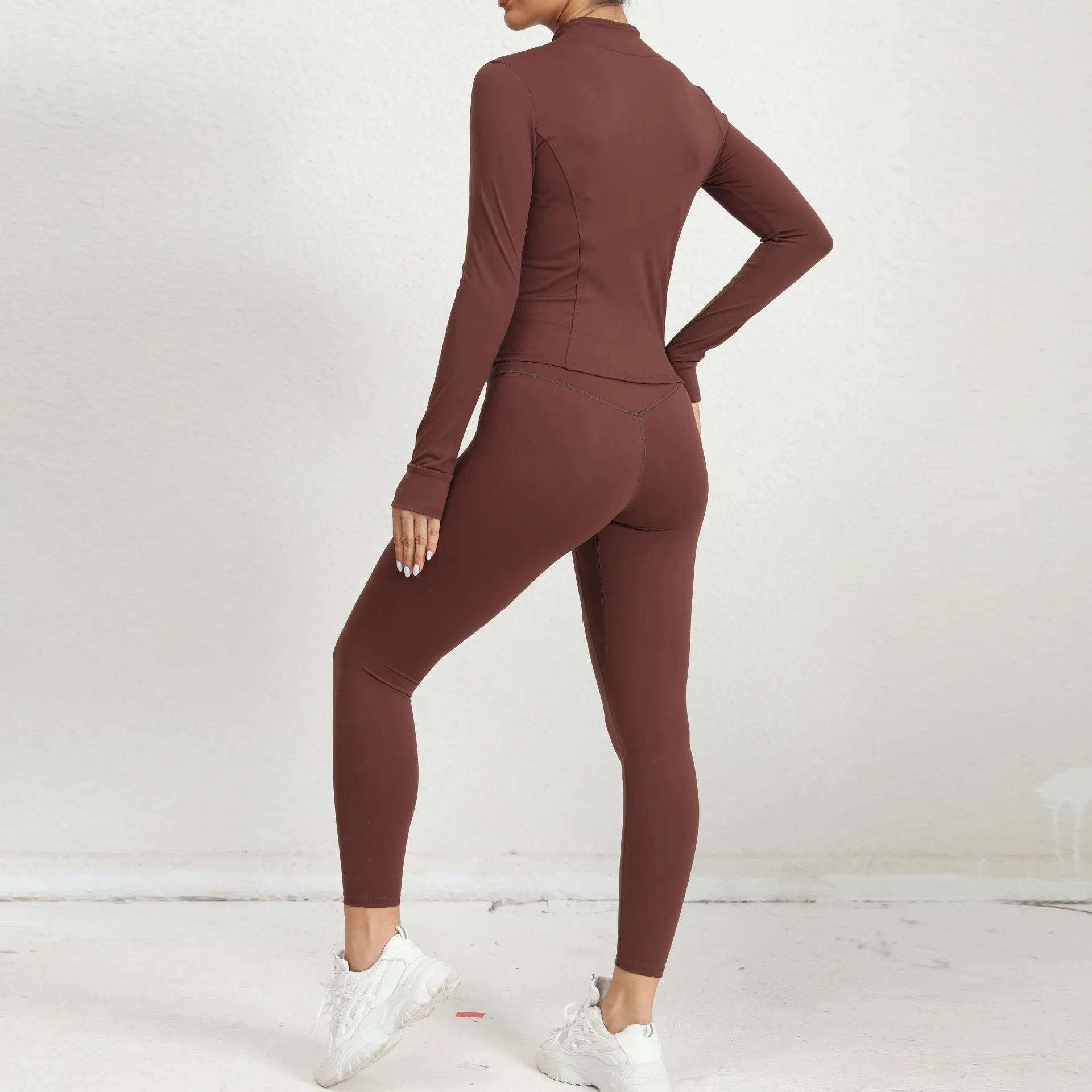 Women’s 2-Piece Yoga Gym Set - Zip-Up Sports Jacket & High-Waist Leggings
