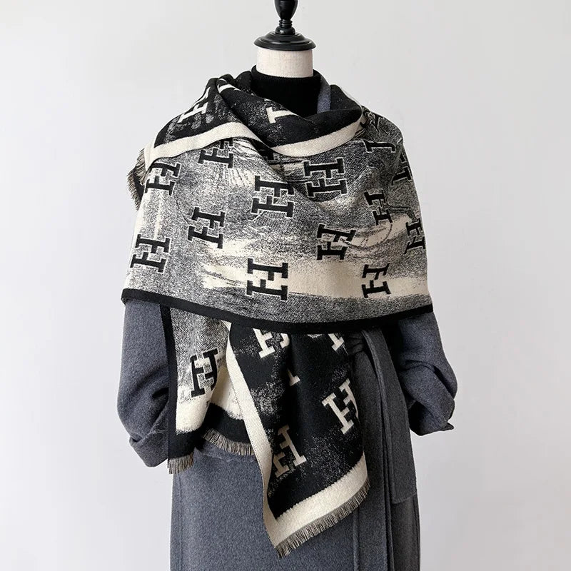2025 New Women Fashion Brand Letter Scarf Luxury Autumn Winter Warm Shawls Print Scarve Pashmina Mujer Femme Foulard Bufanda