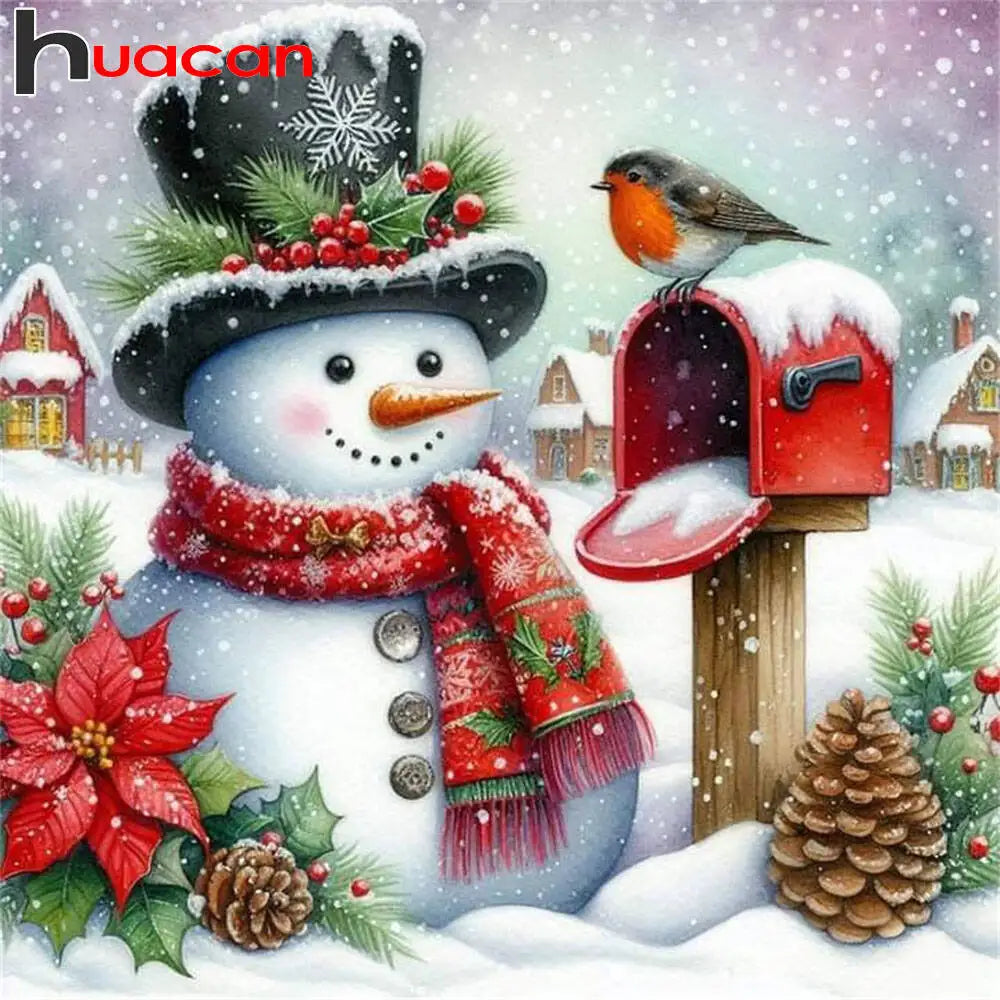 Huacan Christmas Santa Claus 5D Diamond Mosaic Christmas Bird Full Square Round Drill Flower Diamond Painting New Arrivals