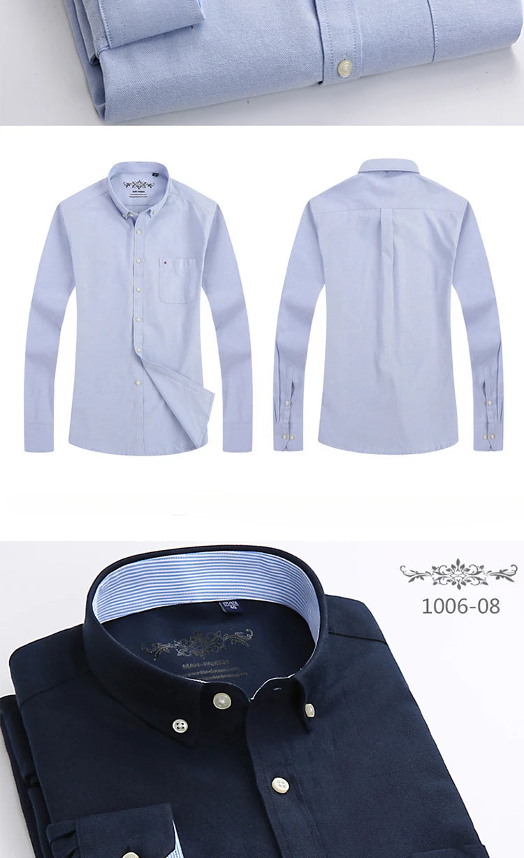 Men's Slim Fit Long Sleeve Shirt – Formal Plain Cotton Shirt with Single Pocket, Soft Plaid Office & Designer Tops"