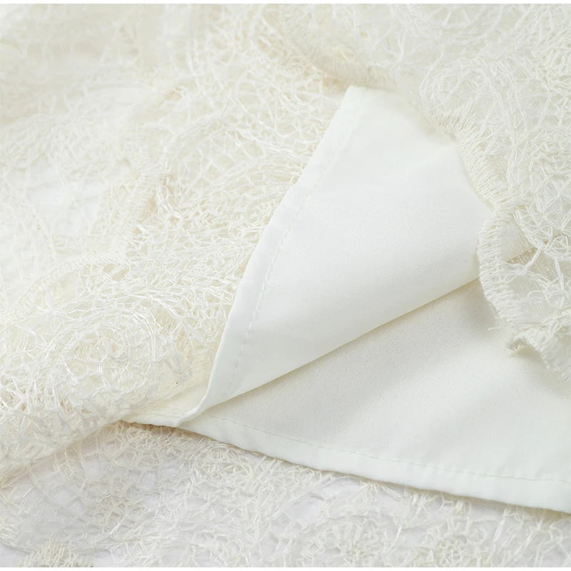 Women’s White Lace Flare Sleeve Top & Mini Skirt Set