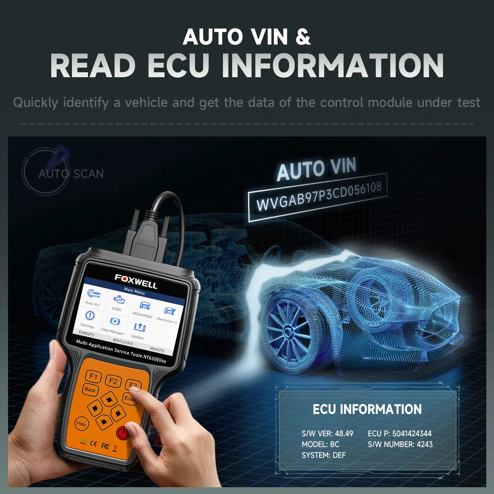 FOXWELL NT650 Elite OBD2 Automotive Scanner SAS A/F OIL EPB BRT TPS 26+ Reset Professional Auto Car Diagnostic Tool OBD2 Scanner - trendingshoping.com