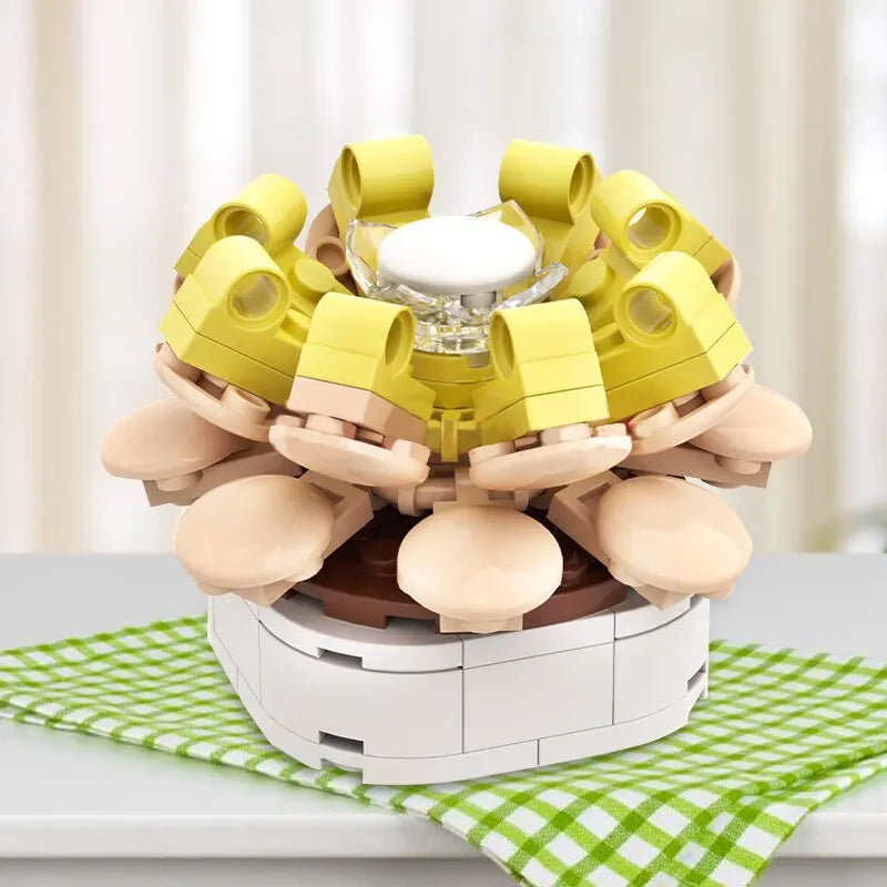 Bouquet Moc Block Flower Succulents Bonsai Potted Building Blocks Romantic Kit Assembly Bricks Toys For Kids Girl Christmas Gift - trendingshoping.com