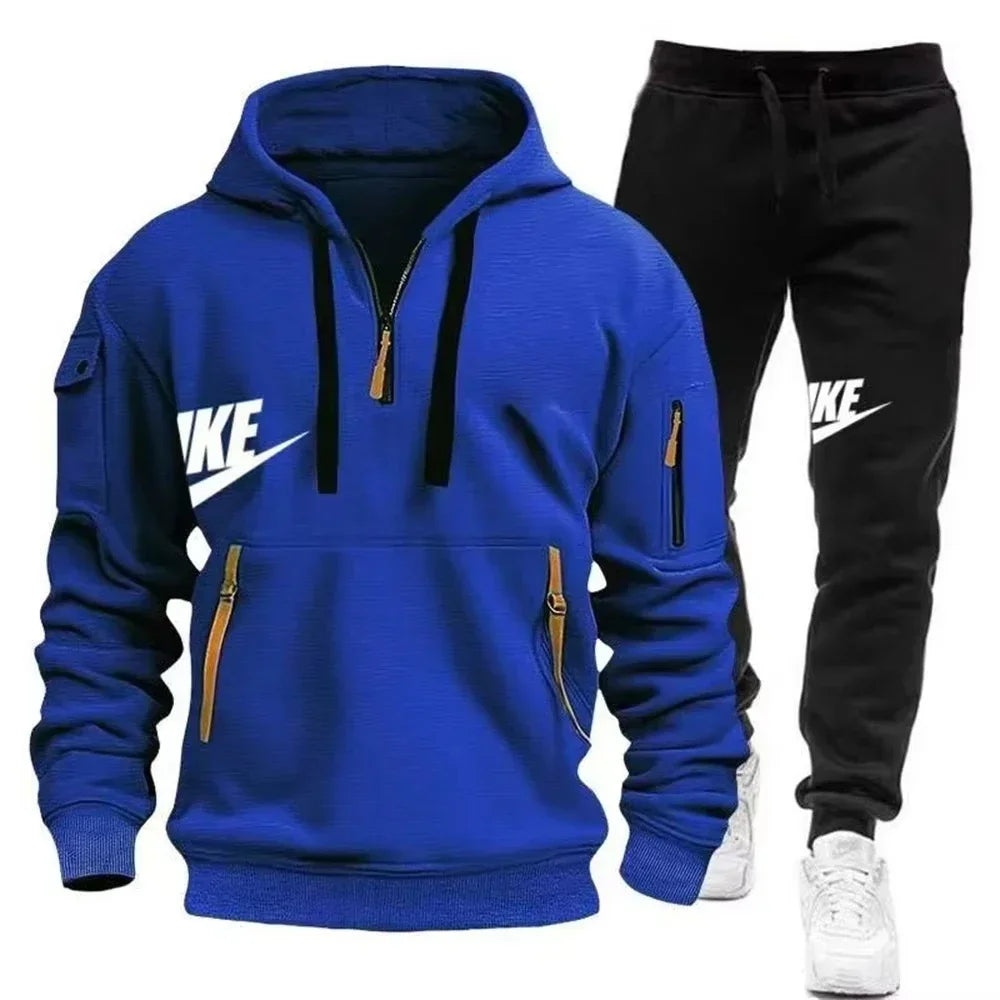 2026 New men's autumn and winter suit zipper hoodie + trousers suit casual men's sportswear