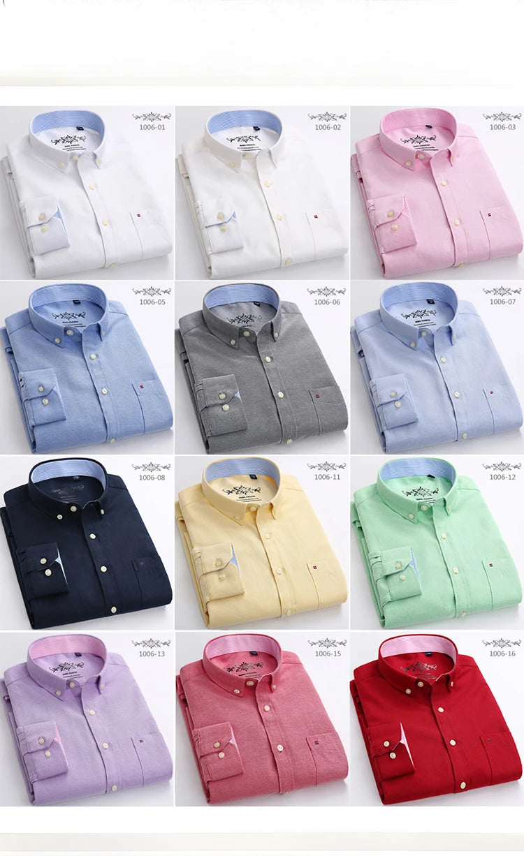 Men's Slim Fit Long Sleeve Shirt – Formal Plain Cotton Shirt with Single Pocket, Soft Plaid Office & Designer Tops"
