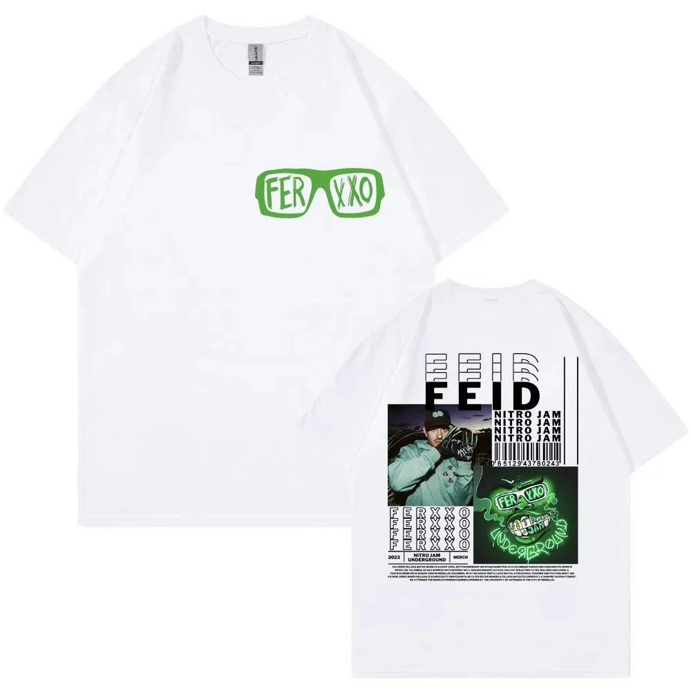 Rapper Feid Ferxxo Music Album T Shirts Men Women Hip Hop Fashion Retro Harajuku T-Shirt Oversized Cotton Gothic Tees Streetwear