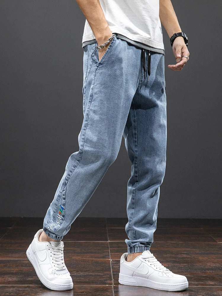 Spring Summer Black Blue Cargo Jeans Men Streetwear Denim Jogger Pants Men Baggy Harem Jean Trousers Plus Size - trendingshoping.com