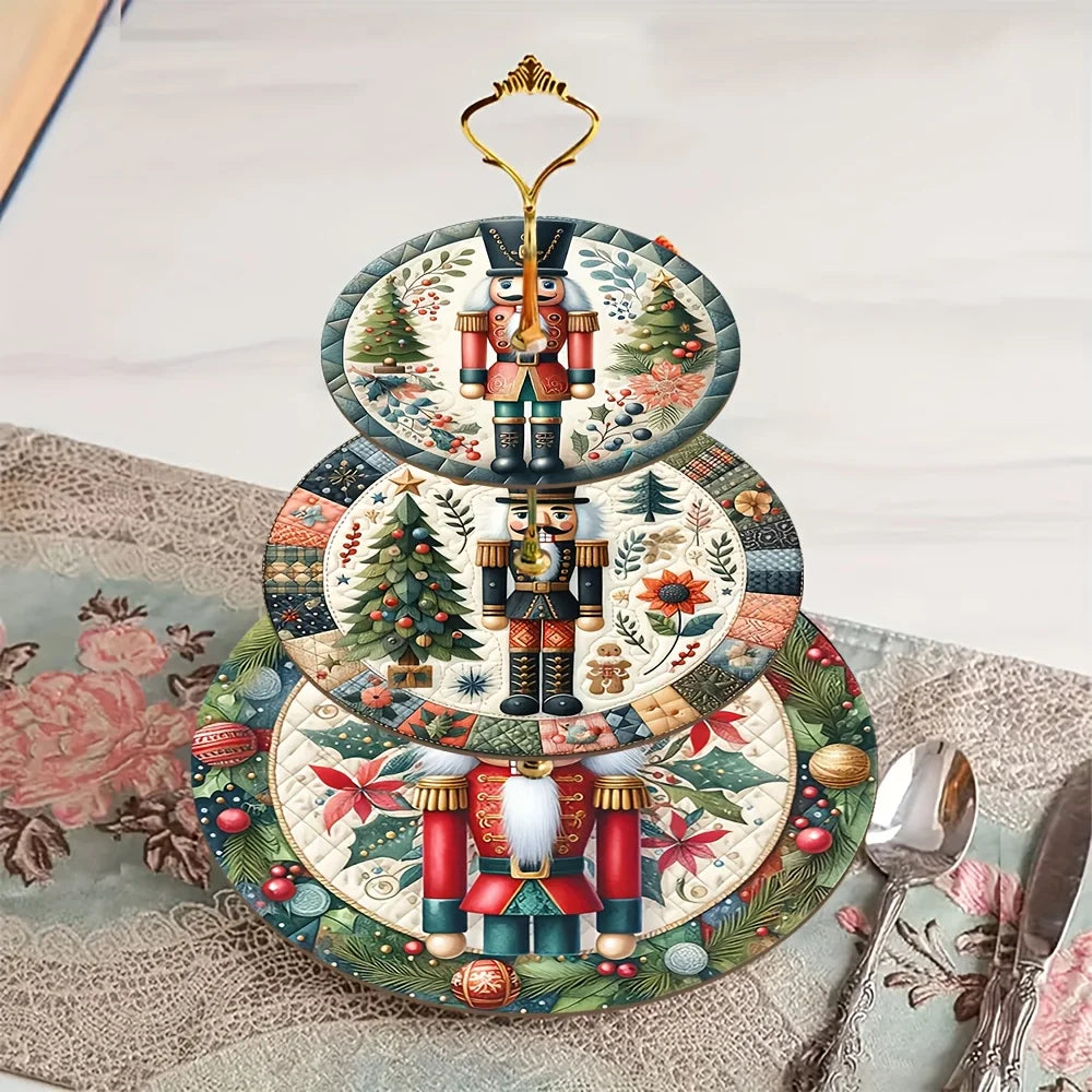 1 set wooden Christmas Nutcracker Tray DIY compose Xtmas Tree Nutcracker pattern for Christmas Party Table Top deocr Xmas gifts