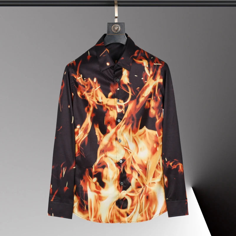 Men's Long-Sleeve 3D Print Fashion Shirt - Soft Fabric Loose Fit Casual Top