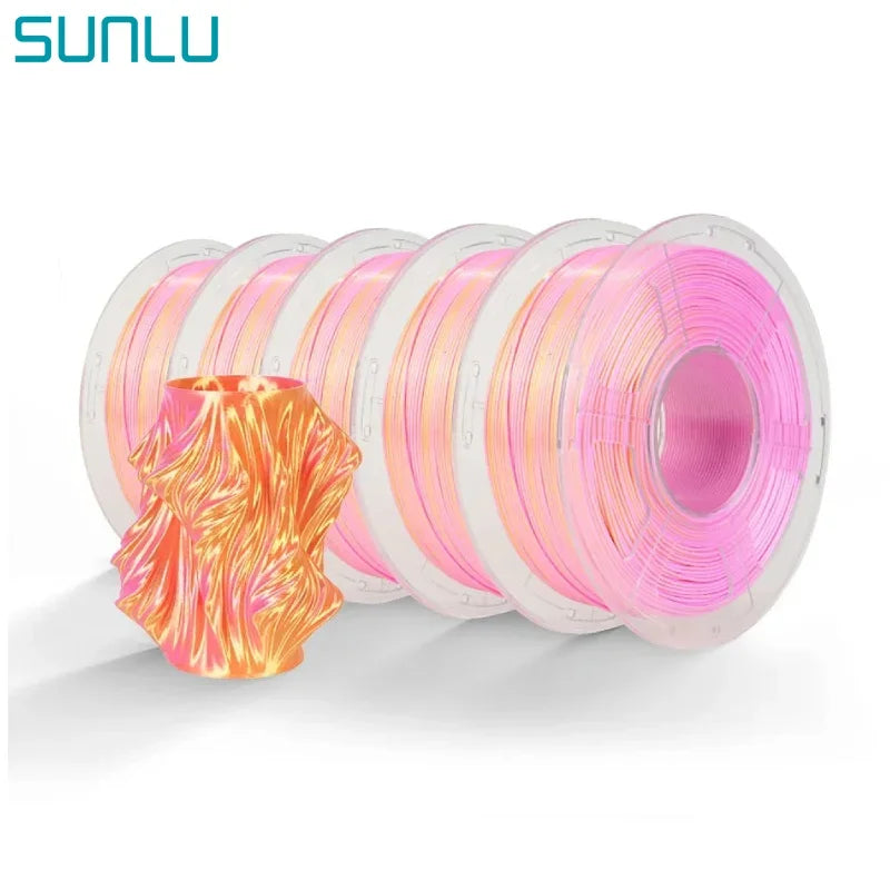 SUNLU SILK Dual &Triple Colors  3D Printer Filament 5KG 1kg/roll 1.75mm Dimensional Accuracy +/- 0.02 mm 2.2 LBS (1KG) Fast Ship - trendingshoping.com