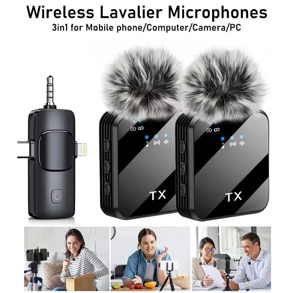 Wireless Lavalier Microphone for Camera,iPhone,Android,Microphone Reverb Sound Video Recording Podcast Noise Reduction Clip mic