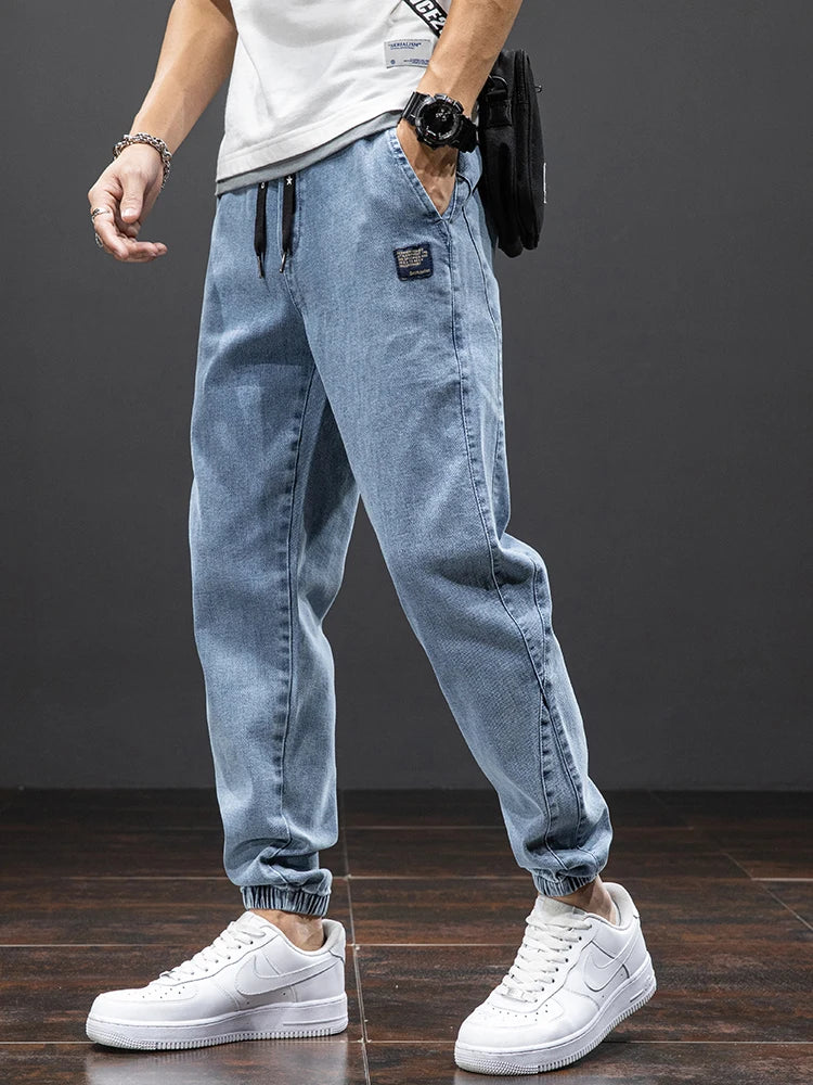 Spring Summer Black Blue Cargo Jeans Men Streetwear Denim Jogger Pants Men Baggy Harem Jean Trousers Plus Size - trendingshoping.com