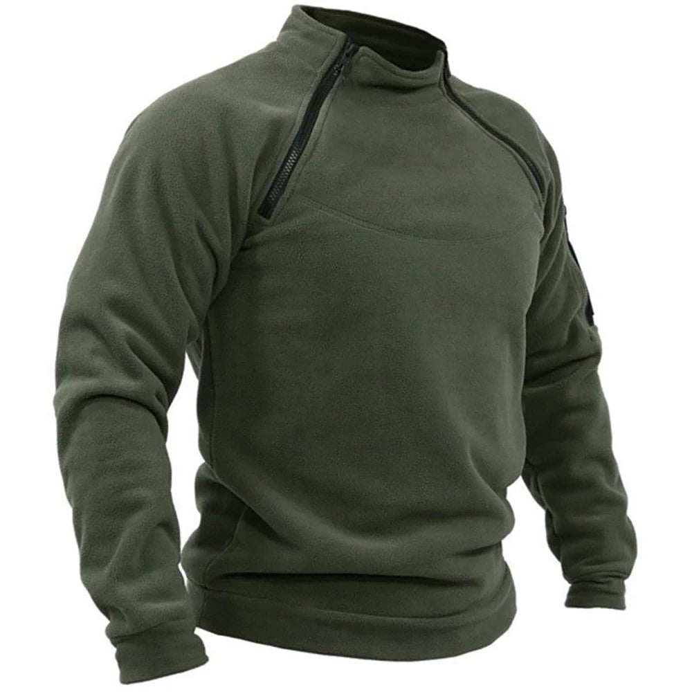 Men Tactical Outdoor Fleece Jacket – Warm Windproof Thermal Pullover for Hiking