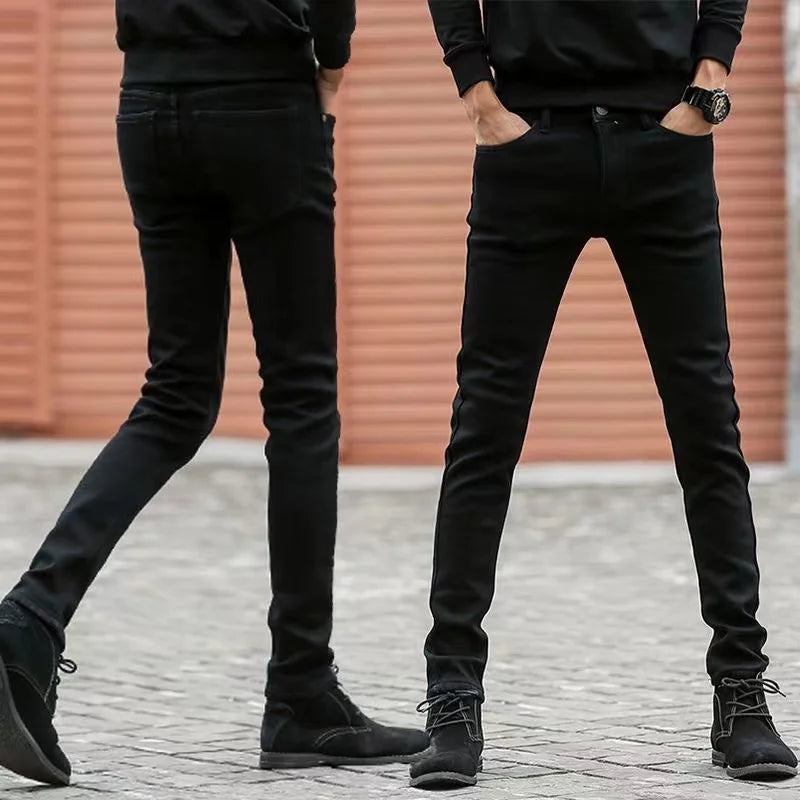 Men's Slim Fit Stretch Skinny Jeans - High Quality Black & White Denim Pants